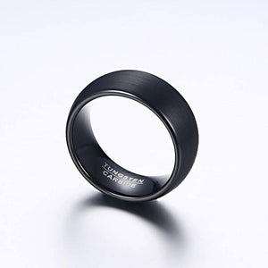 Black Tungsten Men's Wedding Band with Matte Brushed Finish and Domed Design Secondary Image | The Continental