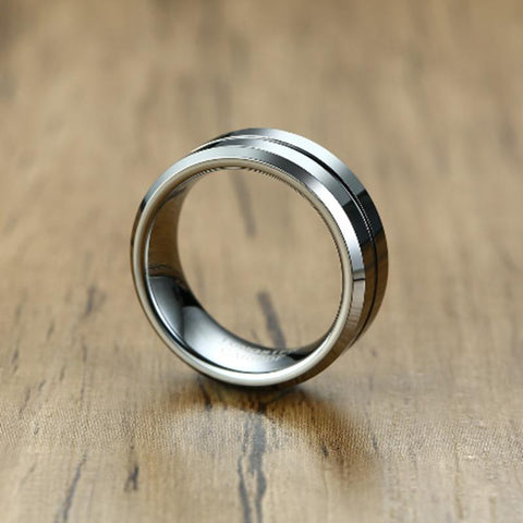 Image of Men's Wedding Band With Black Inlay | The Diplomat