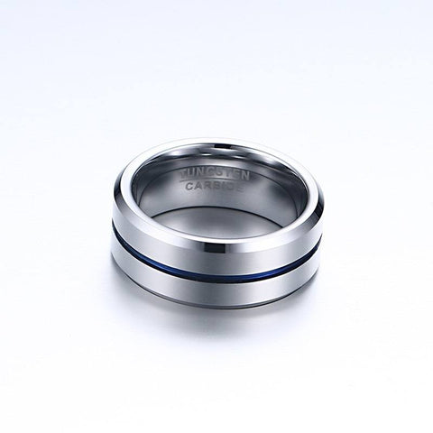 Image of Men's Wedding Band With Blue Inlay On Its Side  | The Diplomat