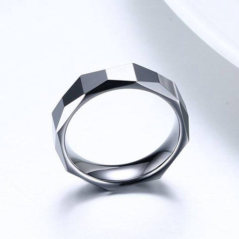 Image of Tungsten Men's Wedding Band with Geometric Design | The Flywheel