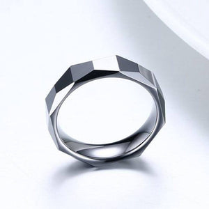 Tungsten Men's Wedding Band with Geometric Design | The Flywheel