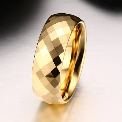Image of Gold Tungsten Men's Wedding Band with a Geometric Design Secondary Image | The Gandalf