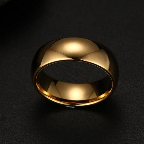 Image of Tungsten Men's Wedding Band with a Domed Design in Gold | The Genesis
