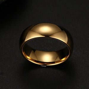 Tungsten Men's Wedding Band with a Domed Design in Gold | The Genesis