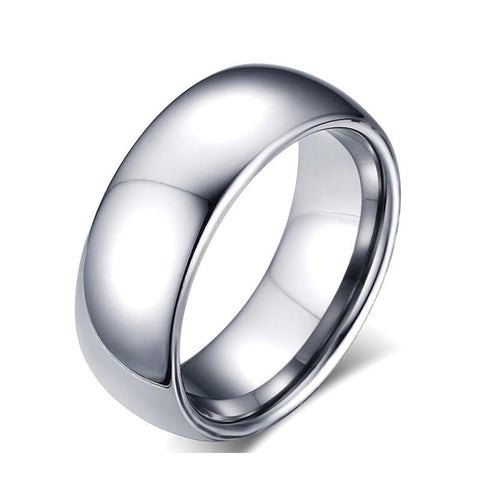 Image of Tungsten Men's Wedding Band with a Domed Design in Silver | The Genesis