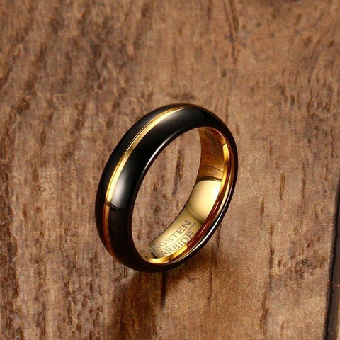 Image of Black Men's Tungsten Wedding Band with Gold Inlay | The Bond product image #3