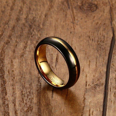Image of Black Men's Tungsten Wedding Band with Gold Inlay | The Bond product image #2