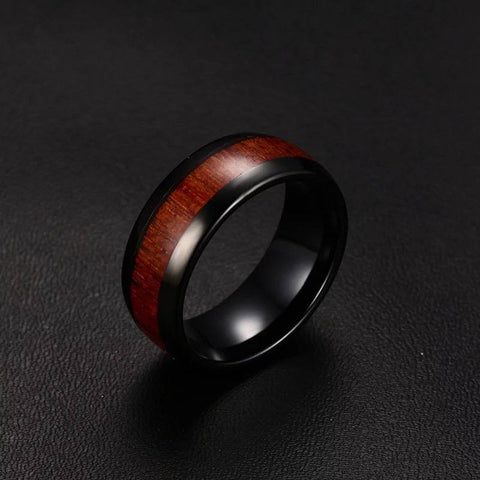 Image of Koa Wood Black Men's Tungsten Wedding Band | The Bowman Product Image #2