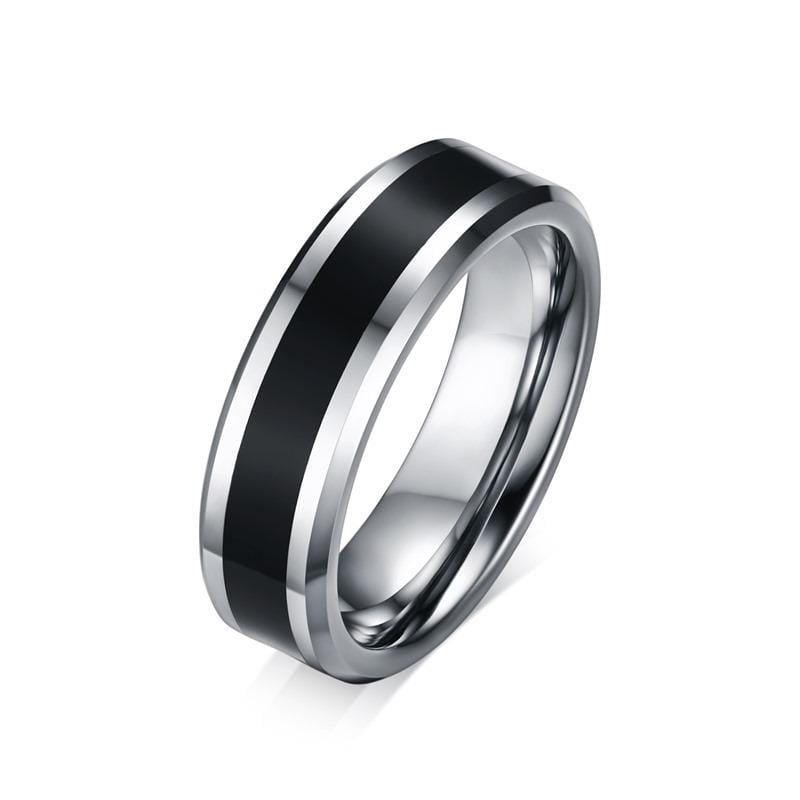 Men's Wedding Band With Black Enamel Inlay Main Image | The Corleone