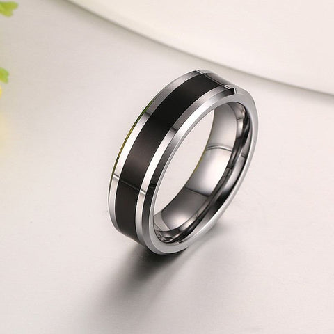 Image of  Men's Wedding Band With Black Enamel Inlay | The Corleone