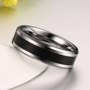  Men's Wedding Band With Black Enamel Inlay Secondary Image | The Corleone