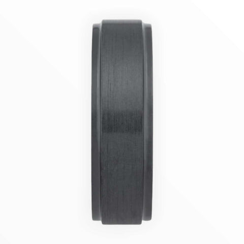 Image of Black Zirconium Men's Wedding Band With Stepped Edges Close Up | The Geiger