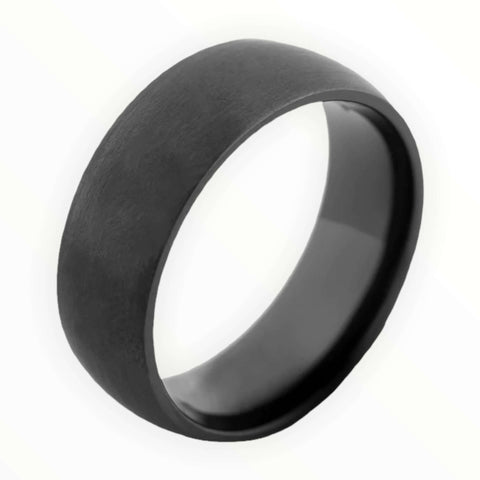 Image of Black Zirconium Men's Wedding Band with Dome Design | The Electron 