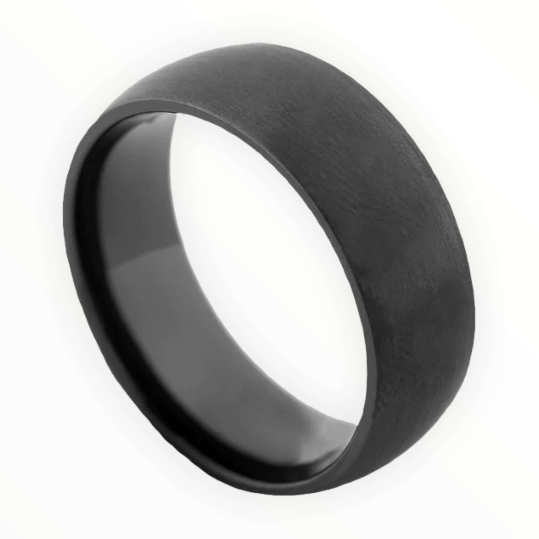 Black Zirconium Men's Wedding Band with Dome Design Side View | The Electron