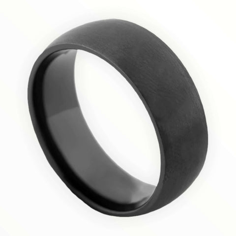 Image of Black Zirconium Men's Wedding Band with Dome Design Side View | The Electron 
