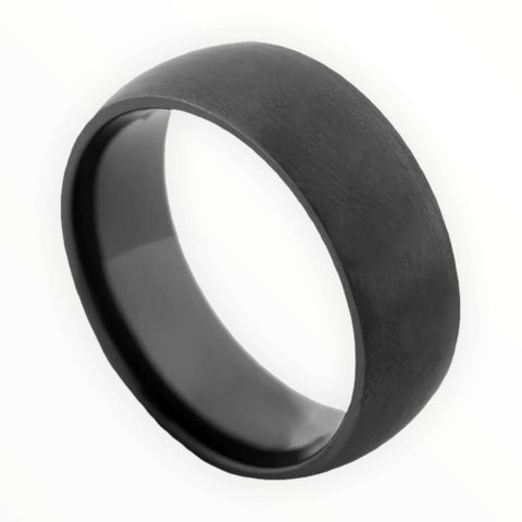 Image of Black Zirconium Men's Wedding Band with Dome Design Side View | The Electron