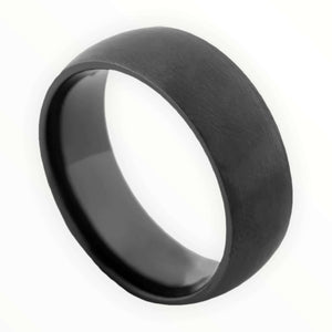 Black Zirconium Men's Wedding Band with Dome Design Side View | The Electron 