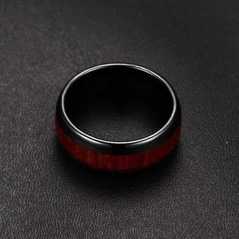 Image of Koa Wood Black Men's Tungsten Wedding Band | The Bowman Product Image #5