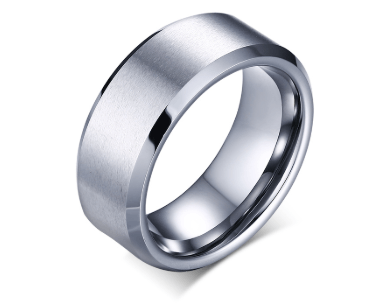 Men's Tungsten Wedding Band with Beveled Edging | The Athos main image