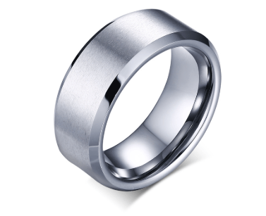 Image of Men's Tungsten Wedding Band with Beveled Edging | The Athos main image