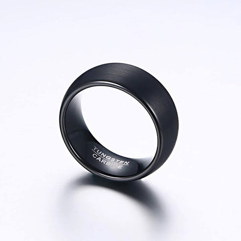 Image of Black Tungsten Men's Wedding Band with Matte Brushed Finish and Domed Design Secondary Image | The Continental