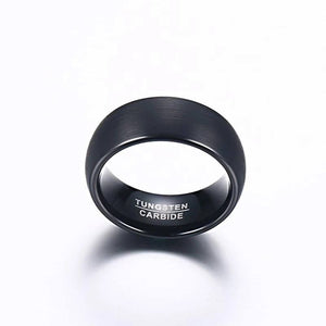 Black Tungsten Men's Wedding Band with Matte Brushed Finish and Domed Design Side View | The Continental