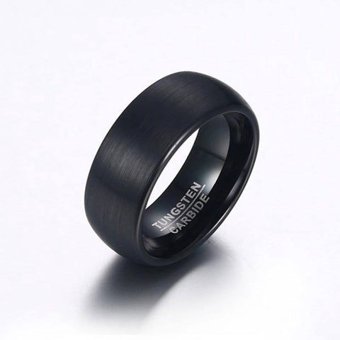 Image of Black Tungsten Men's Wedding Band with Matte Brushed Finish and Domed Design | The Continental