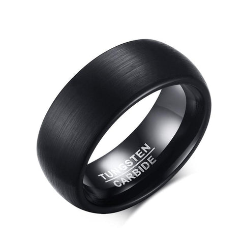 Image of Black Tungsten Men's Wedding Band with Matte Brushed Finish and Domed Design Main Image | The Continental