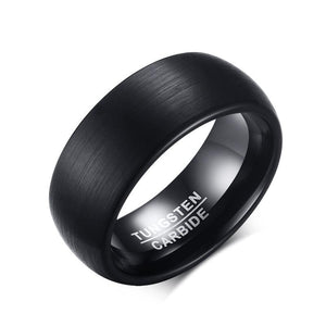 Black Tungsten Men's Wedding Band with Matte Brushed Finish and Domed Design Main Image | The Continental
