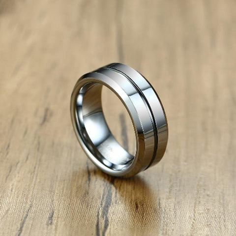 Image of Men's Wedding Band With Black Inlay | The Diplomat