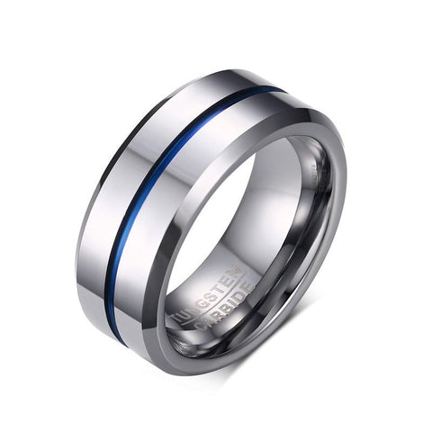 Image of Men's Wedding Band With Blue Inlay | The Diplomat