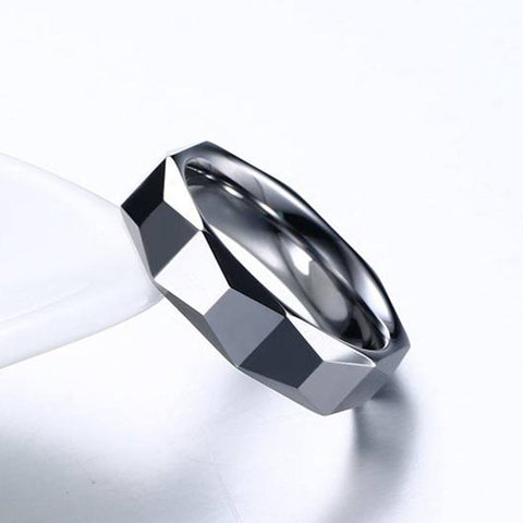 Image of Tungsten Men's Wedding Band with Geometric Design | The Flywheel