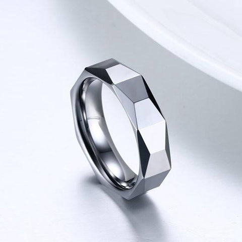 Image of Tungsten Men's Wedding Band with Geometric Design Secondary Image | The Flywheel