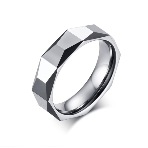 Image of Tungsten Men's Wedding Band with Geometric Design Main Image | The Flywheel