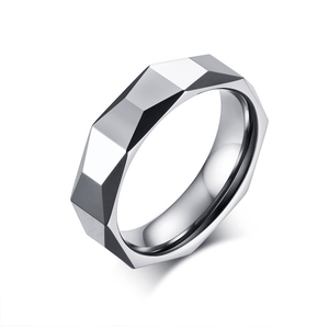 Tungsten Men's Wedding Band with Geometric Design Main Image | The Flywheel