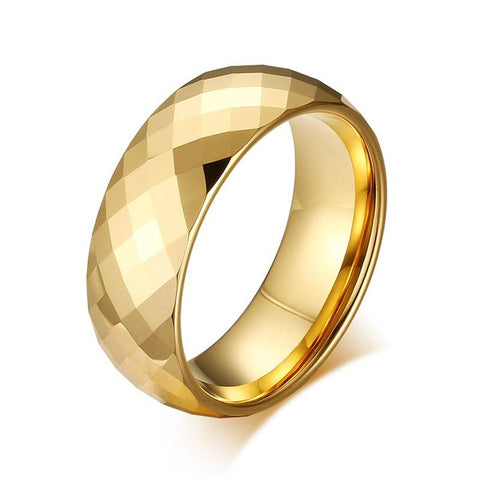 Image of Gold Tungsten Men's Wedding Band with a Geometric Design  | The Gandalf