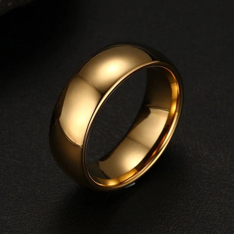 Image of Tungsten Men's Wedding Band with a Domed Design in Gold | The Genesis