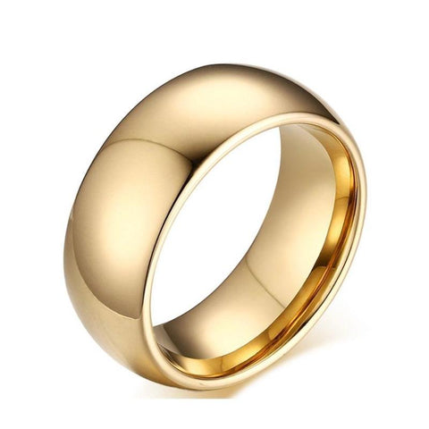 Image of Tungsten Men's Wedding Band with a Domed Design in Gold  | The Genesis