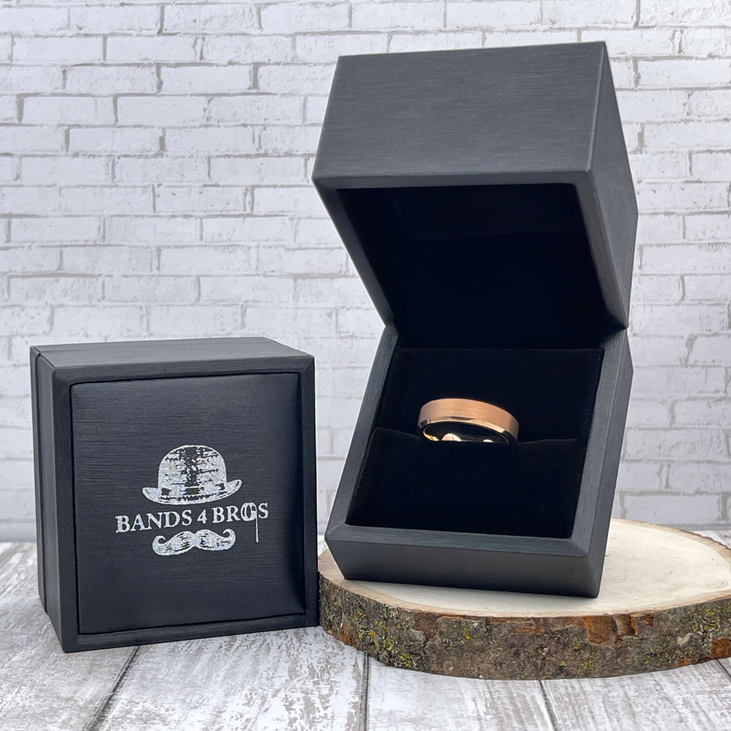 Men Wedding Bands, Tungsten Rose Gold ring, The Lincoln – Bands 4 Bros