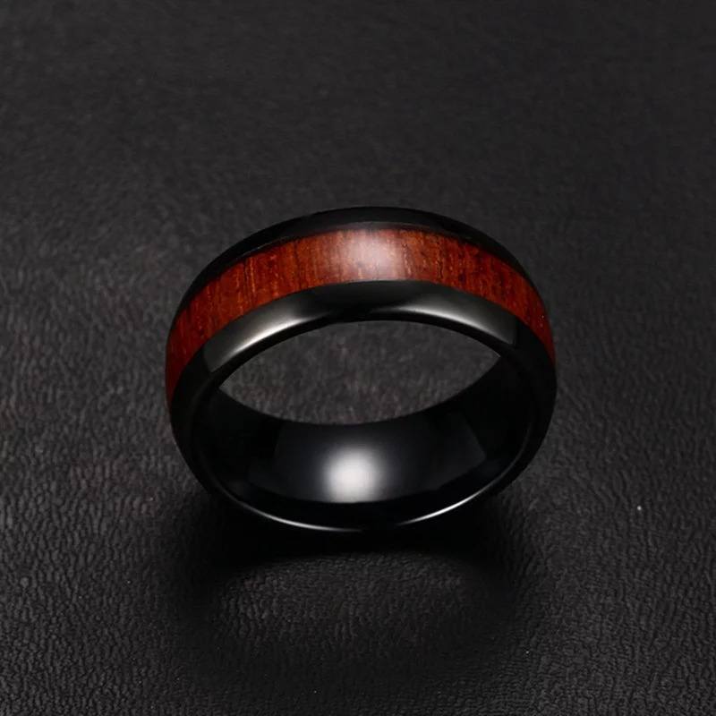 Koa Wood Black Men's Tungsten Wedding Band | The Bowman Product Image #3