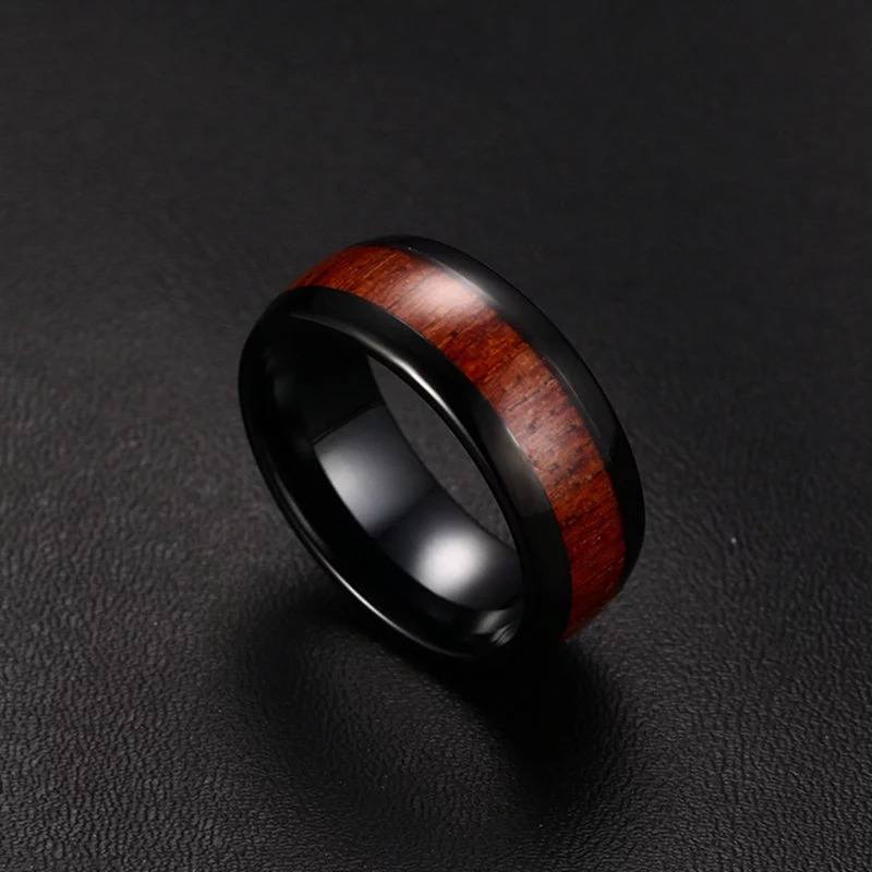 Koa Wood Black Men's Tungsten Wedding Band | The Bowman Product Image #4