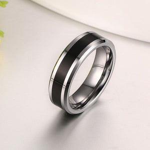  Men's Wedding Band With Black Enamel Inlay | The Corleone
