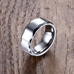 Tungsten Men's Wedding Band with a Geometric Design and High Gloss Finish Secondary Image  | The Hammer