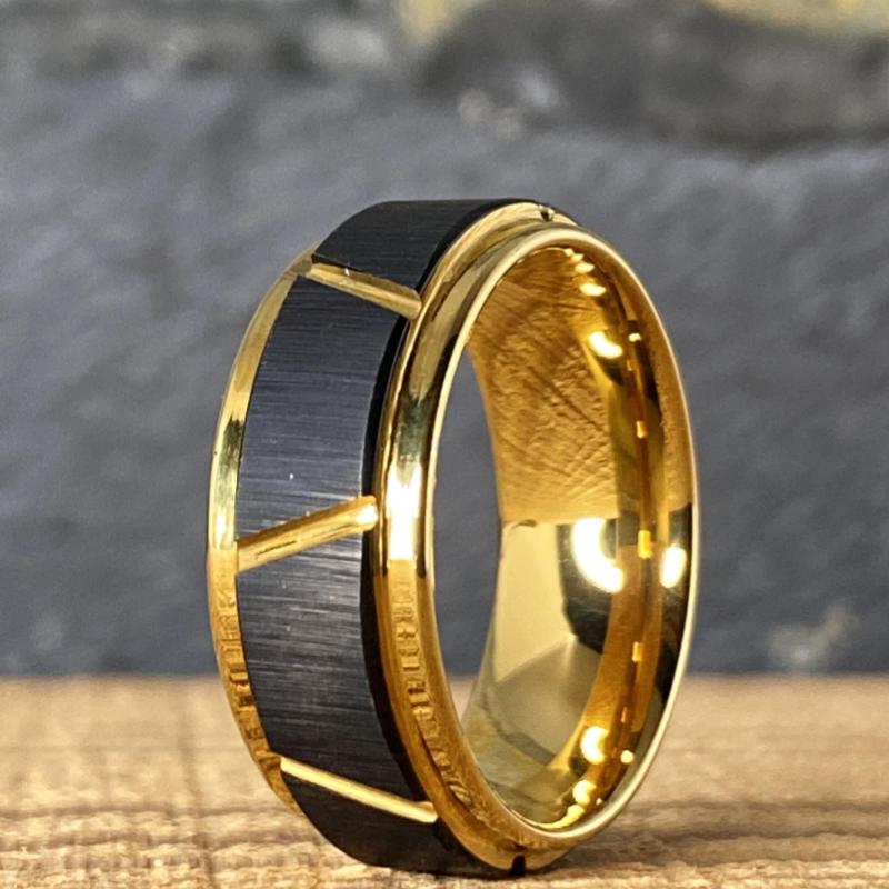 Men Wedding Bands, Tungsten rings, Gold Plated, The Vulcan – Bands 4 Bros