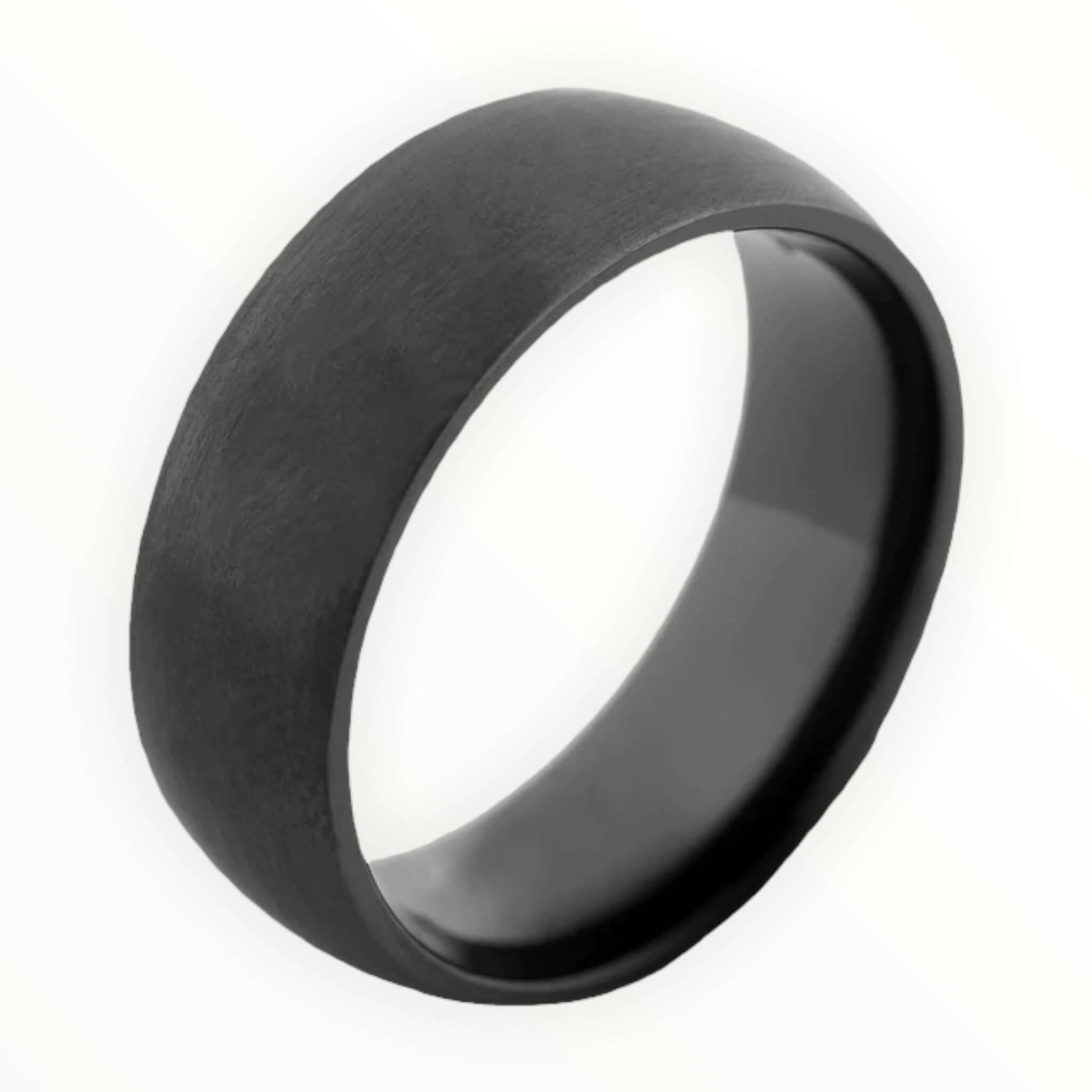 Black Zirconium Men's Wedding Band with Dome Design | The Electron 